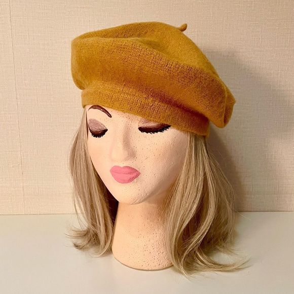 French Style Beret, with Classic Tail at Center Top. Knit Felted Wool Fe… - Picture 1 of 7